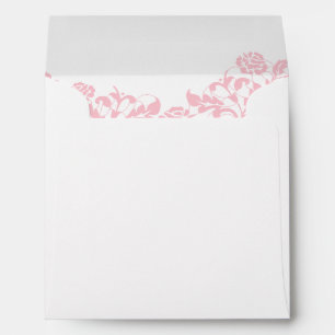 Vintage Pink Floral Rose Lace Square Wedding  Envelope