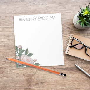 Vintage Pink Floral Rose Modern Simple  Notepad