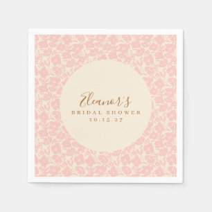 Vintage Pink Floral Script Bridal Shower Custom Napkin