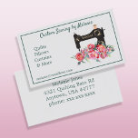 Vintage Pink Floral Sewing Machine Business Card<br><div class="desc">Fun distinctive business card for sewing and quilting artisans with vintage style graphics of an antique sewing machine and lush pink floral accents. Text in dark green. Customise all text front and back in the simple online Zazzle form.</div>