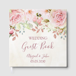 Vintage Pink Floral Spring Wedding Guest Book