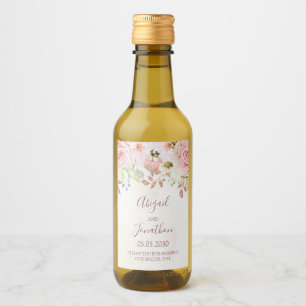 Vintage Pink Floral Spring Wedding Wine Label