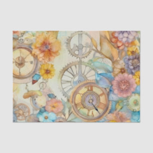 Vintage Pink Floral Steampunk Tissue Paper