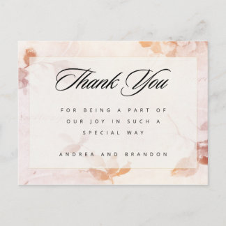 Vintage Pink Floral Thank You Postcard