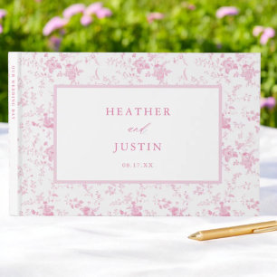 Vintage Pink Floral Toile Classic Wedding Guest Book