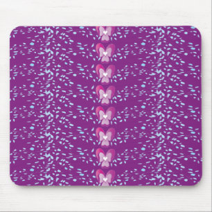 Vintage Pink Floral Violets wallpaper pattern Mouse Mat