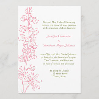 Vintage Pink Floral Wedding Invitations