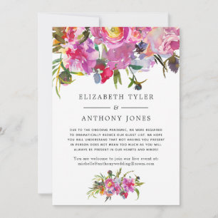 Vintage Pink Floral Wedding Reduced Guest List Announcement