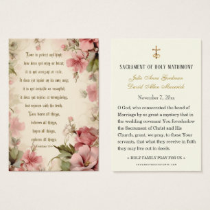 Vintage Pink Floral Wedding Scripture Prayer