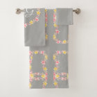 Vintage Pink Floral with Monogram Bath Towel Set