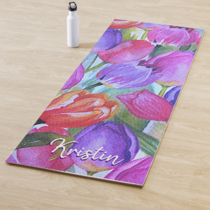Vintage Pink Floral Yoga Mat