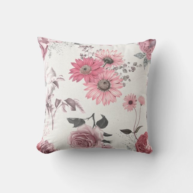 Vintage Pink Florals Cushion (Front)