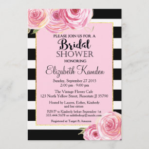 Vintage Pink Flower Bridal Shower invitation
