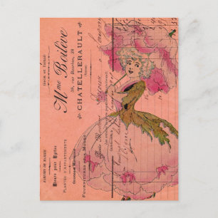 Vintage Pink Flower Fairy Postcard