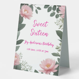 vintage pink flower green eucalyptus 16th birthday