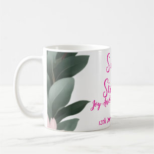 vintage pink flower green eucalyptus 16th birthday coffee mug