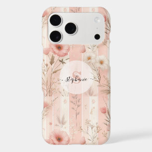 Vintage Pink Flower on Striped Pink Background (1)