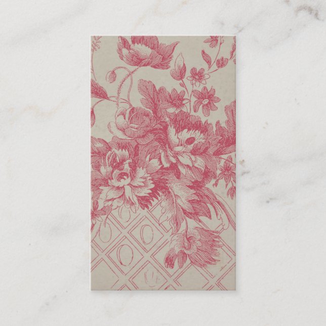 Vintage Pink Flowers Business Card (Front)