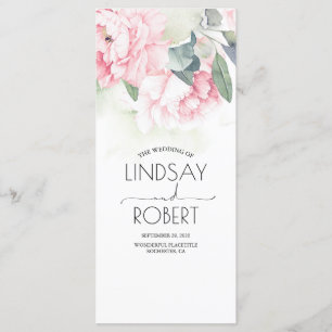 Vintage Pink Flowers Elegant Wedding Programs Programme