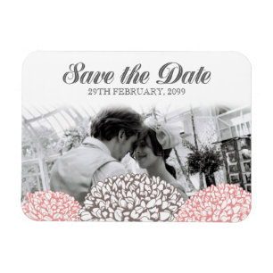 Vintage Pink Flowers Save the Date Flexible Magnet