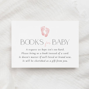 Vintage Pink Footprint Baby Shower Books for Baby Enclosure Card