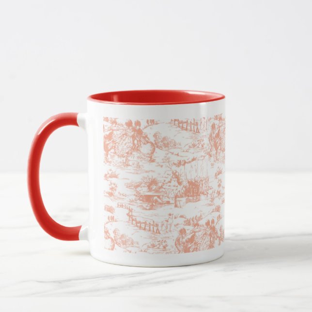 Vintage Pink French Toile Mug (Left)