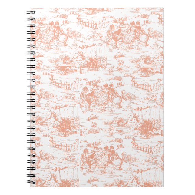 Vintage Pink French Toile Notebook (Front)
