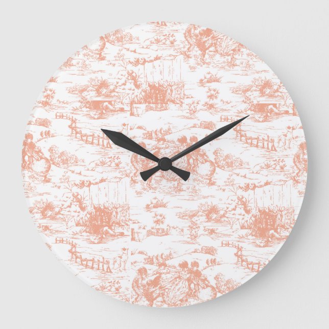 Vintage Pink French Toile Wall Clock (Front)