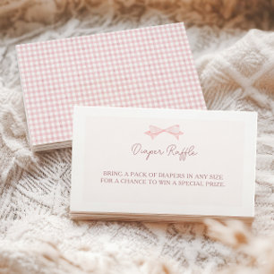 Vintage Pink Gingham Baby Shower Diaper Raffle Enclosure Card