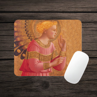Vintage Pink Golden Christian Angel Mouse Mat