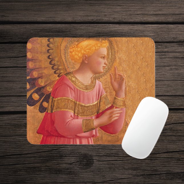 Vintage Pink Golden Christian Angel Mouse Mat (Holy Christian angel figure pink gold dress on mousepad.)