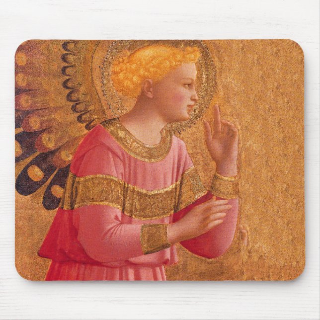 Vintage Pink Golden Christian Angel Mouse Mat (Front)