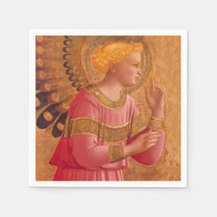 Vintage Pink Golden Christian Angel Napkin