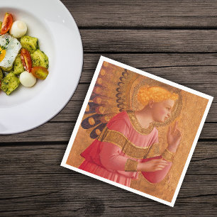 Vintage Pink Golden Christian Angel Napkin