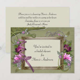 Vintage Pink Green Bridal Shower Invite