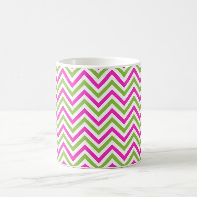 Vintage Pink & Green Chevron Zigzag Coffee Mug (Center)