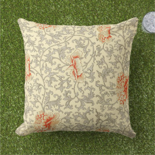 Vintage Pink Grey Artwork Botanical Floral Cushion