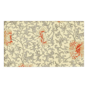 Vintage Pink Grey Artwork Botanical Floral Name Tag