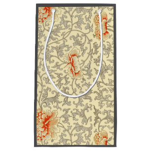 Vintage Pink Grey Artwork Botanical Floral Small Gift Bag