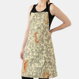Vintage Pink Grey Botanical Floral Apron