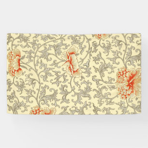 Vintage Pink Grey Botanical Floral Banner