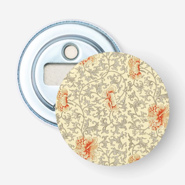 Vintage Pink Grey Botanical Floral Bottle Opener (Front)