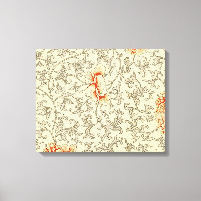 Vintage Pink Grey Botanical Floral Canvas Print (Front)