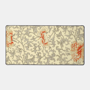 Vintage Pink Grey Botanical Floral Desk Mat