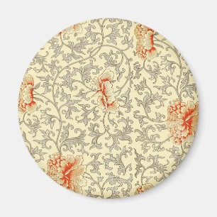 Vintage Pink Grey Botanical Floral Magnet
