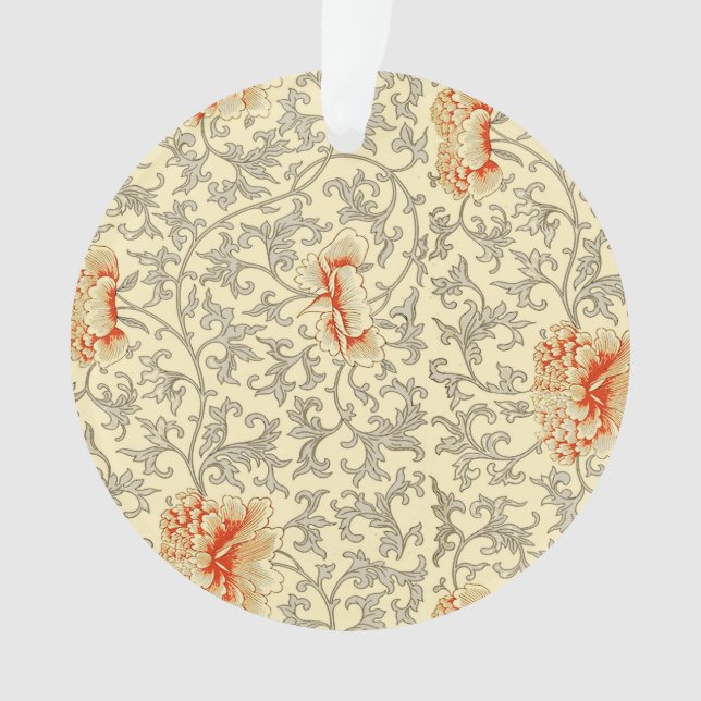 Vintage Pink Grey Botanical Floral Ornament (Front)