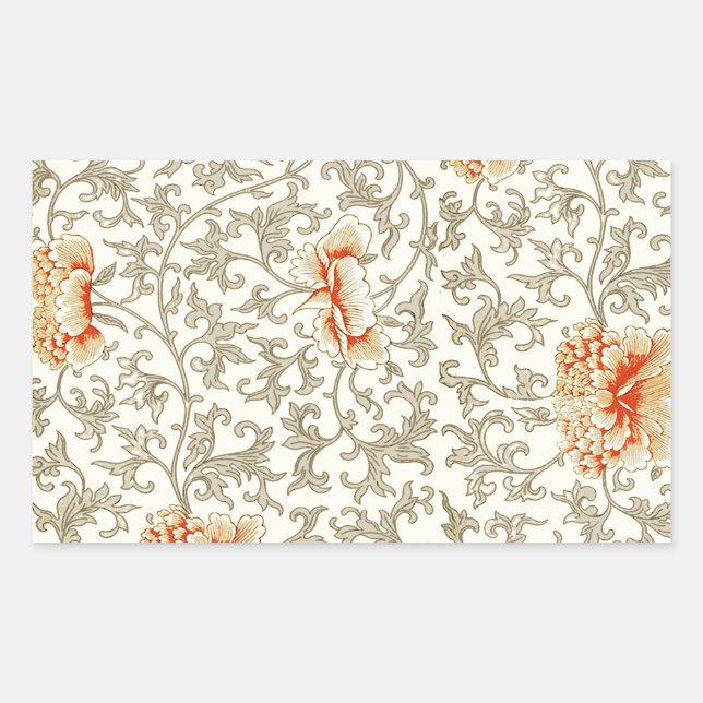 Vintage Pink Grey Botanical Floral Rectangular Sticker (Front)