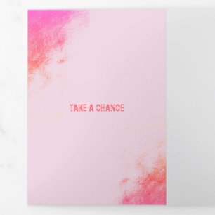 Vintage Pink Grunge Smudge Circle Frame Tri-Fold Card