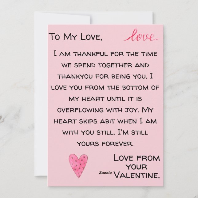 Vintage Pink Heart Personalised Valentine Card (Back)
