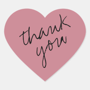 Vintage Pink Heart Thank You Sticker